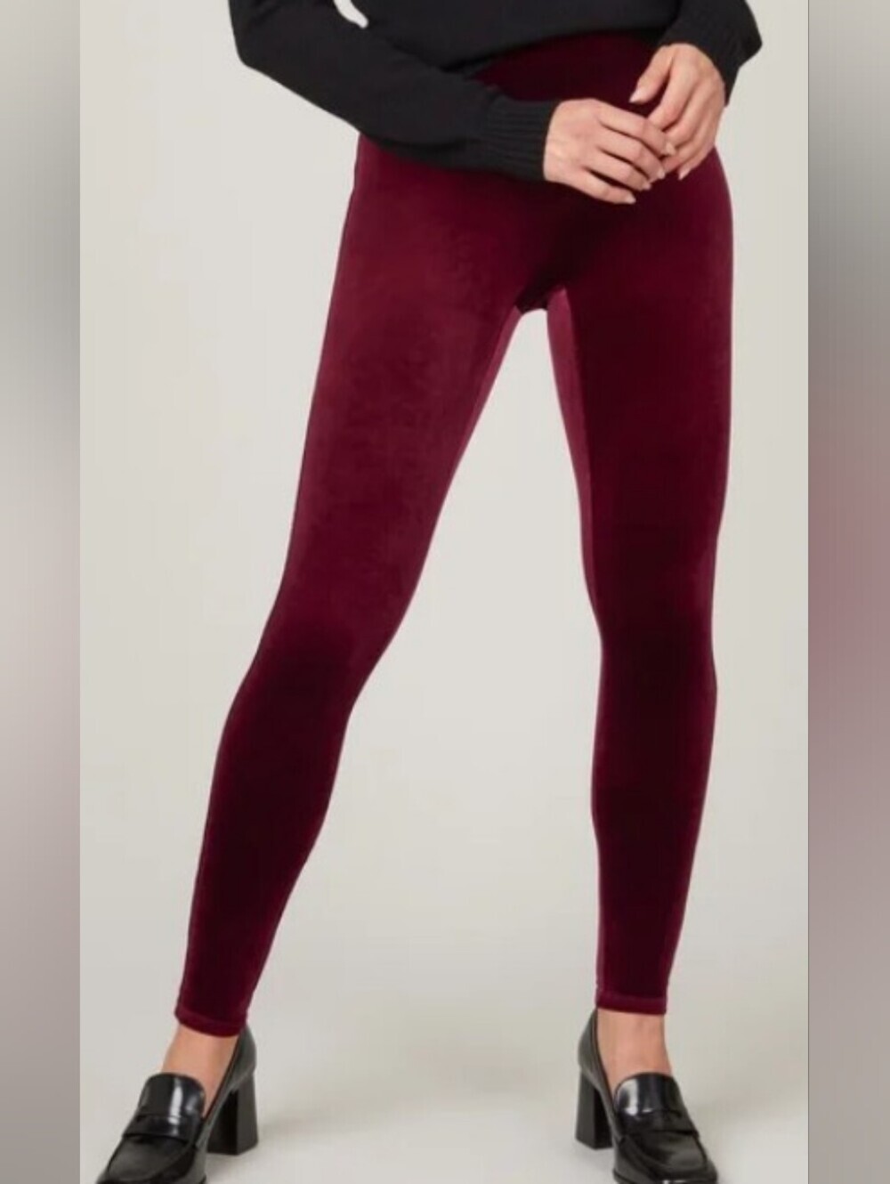 NWT SPANX High-Waist Velvet Leggings - Burgundy.Size M - Picture 7 of 7